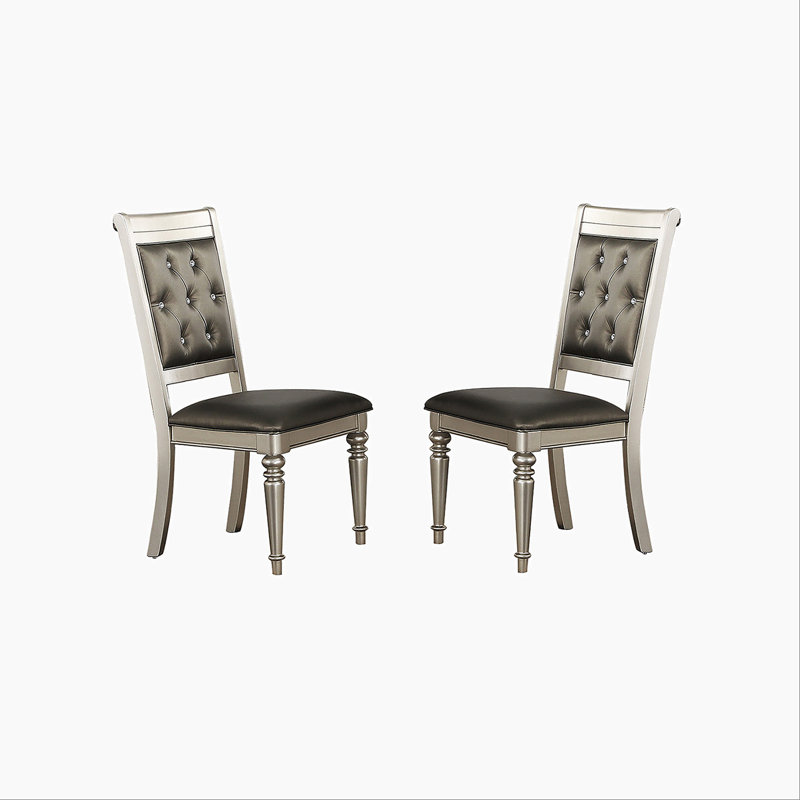 Chaises de salle à manger avec dossier capitonné, argent (ensemble de 2)