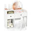 Table de maquillage avec miroir lumineux, tablettes ouvertes et tiroirs de rangement Princess-544934084