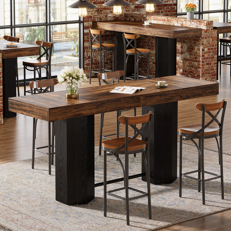 160 cm Home Bar Cabinet, Walnut/Black