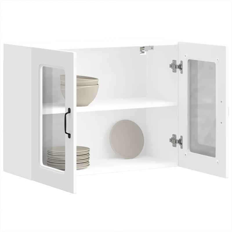 Kitchen Wall Cabinet With Glass Door Kalmar Engineered Wood, White, 60cm H x 80cm W x 31cm D