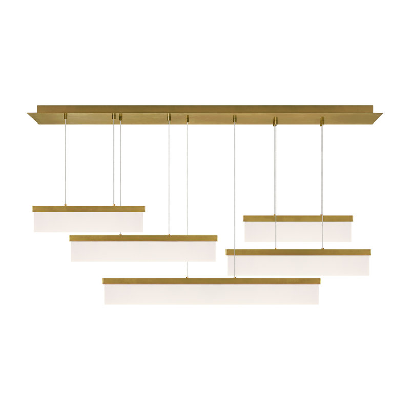 Sweep 5 - Light LED Chandelier, Aged Brass