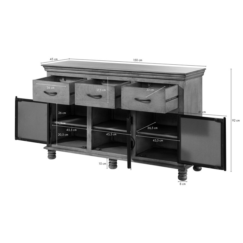 150cm Solid Wood Sideboard