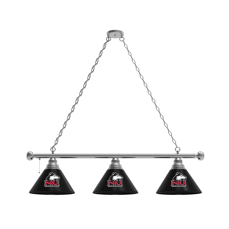 3 - Light Pool Table Lights Pendant, Chrome, Northern Illinois Huskies