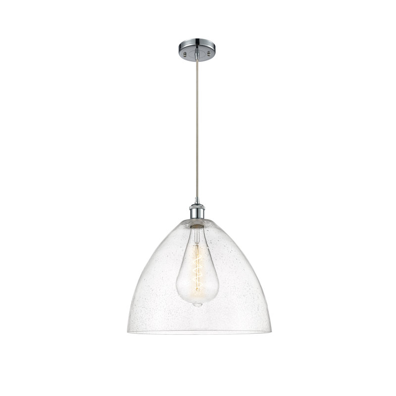 Luminaire suspendu en forme de dôme à 1 lumière Haide, DEL, H 18,75 po x l 16 po x P 16 po, Chrome poli
