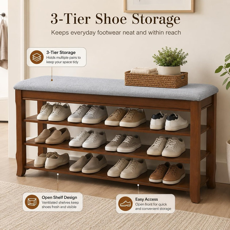 15 Pair Shoe Storage Bench