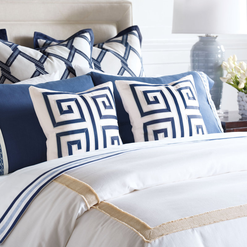 Alvin Square Pillow Cover & Insert, White/Geometric, 18"H x 18"W