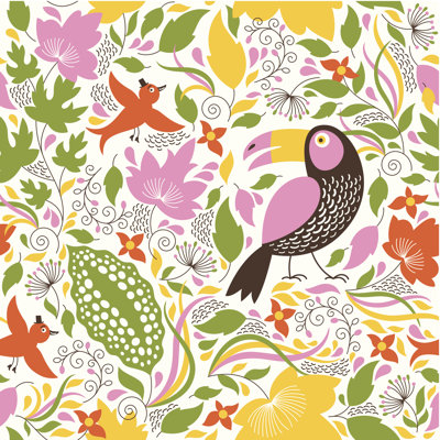 Floral Birds by Lenlis - Wrapped Canvas Print
