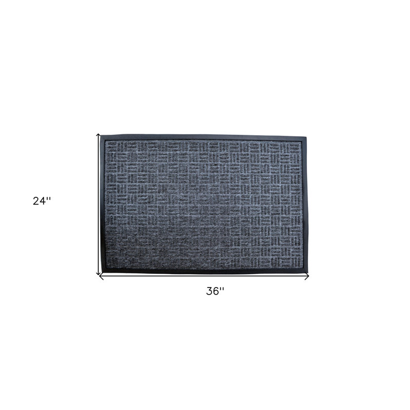 Tapis d'entrée 24 po x 36 po gris abstrait en fibres synthétiques