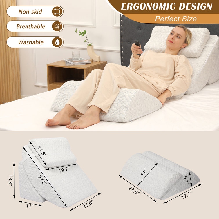 4 PC Bed Wedge Pillows Set Alwyn Home Color: Beige