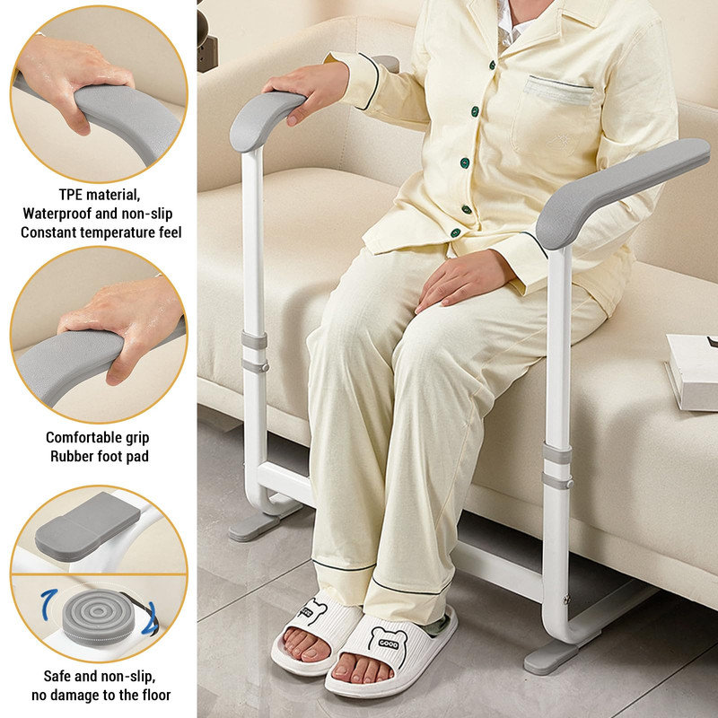 Aide au support réglable gris, support de levage à 6 niveaux pour personnes âgées, fauteuil et aide-canapé