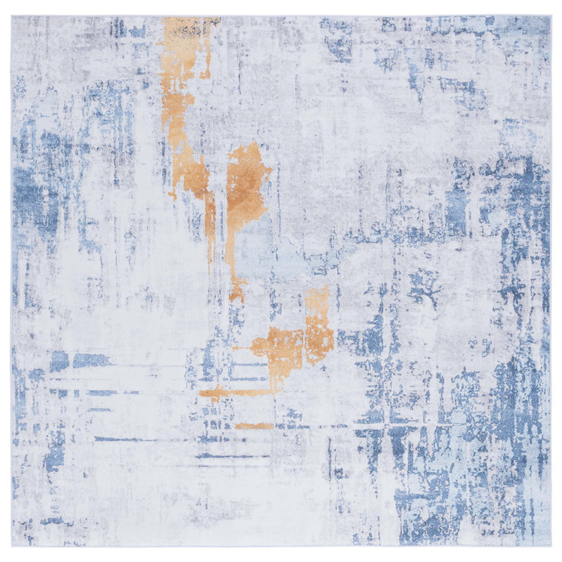 Tacoma Performance Machine Washable Abstract Rug, Square 6'