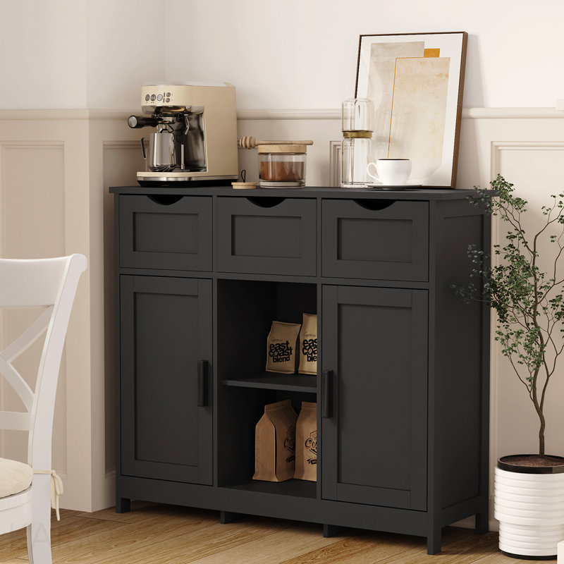 Storage Cabinets,Wooden Floor Cabinet,With Drawers And Shelves Storage Cabinets,Accent Cabinet For Living Room,Bedroom,Bathroom Furniture Home Decor(Black)