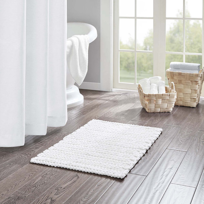 Non-Slip Bath Rug, 20"W x 30"L, White