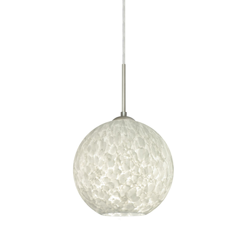 Luminaire suspendu sphérique 1 lumière Speth, Nickel satiné, H 7,5 po x l 7,88 po x P 7,88 po, DEL