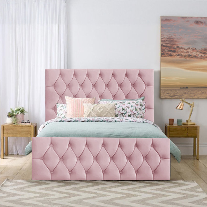 Daughtry Upholstered Ottoman Storage Bed, Double (4'6), Pink