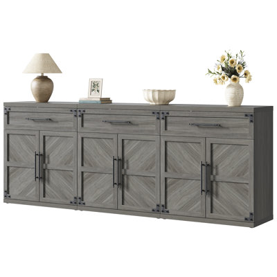 Chevron Accent Cabinet with Drawer & Adjustable Shelf