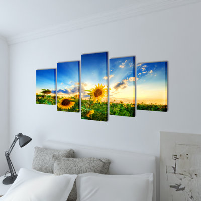 Sunflowers - 5 Piece Wrapped Canvas Print