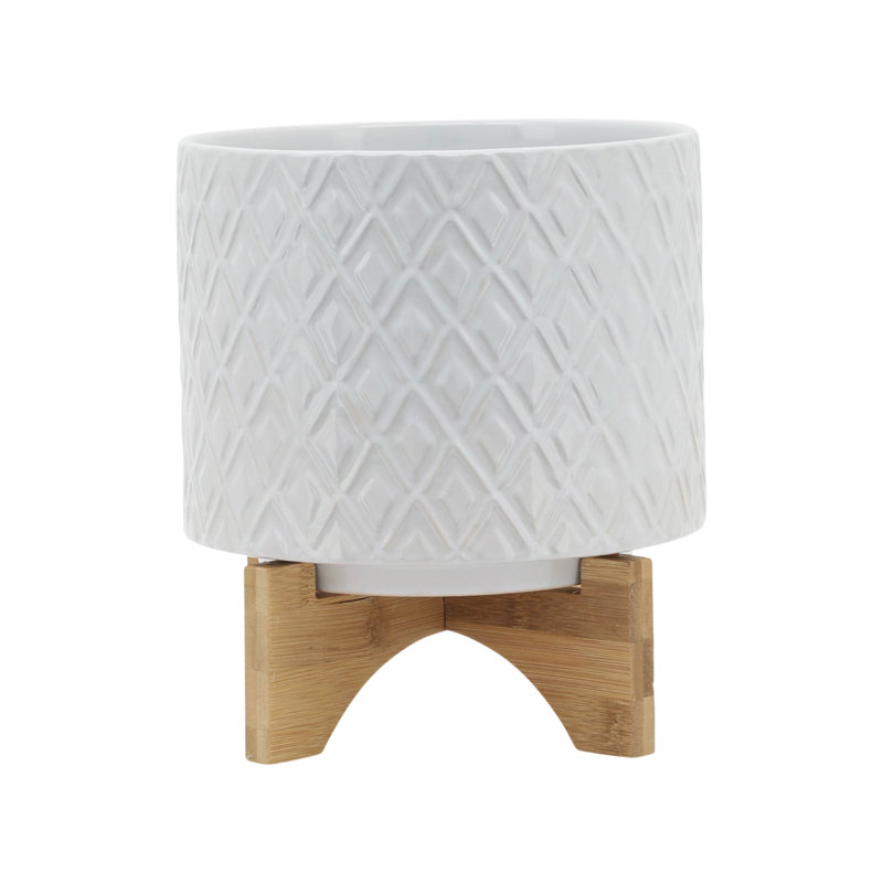 Exquisite Ceramic Planter With Stand, Versatile For Indoor And Outdoor Decor, Enhancing Any Space With Style And Functionality.