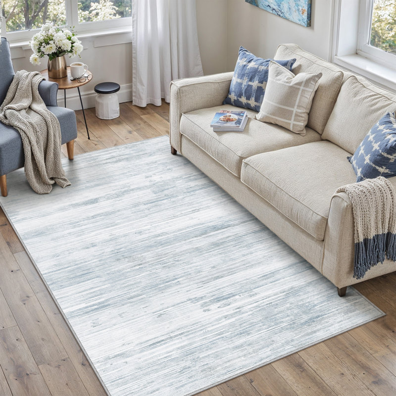  Tapis texturé abstrait bleu clair Luminae, Rectangle 5 pi x 7 pi, Bleu clair