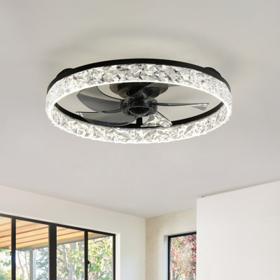 Blodgett 20'' Modern Flush Mount Ceiling Fan with Dimmable LED Lights and Remote Control 6-Speed Mute Reversible Motor For Medium Bedroom