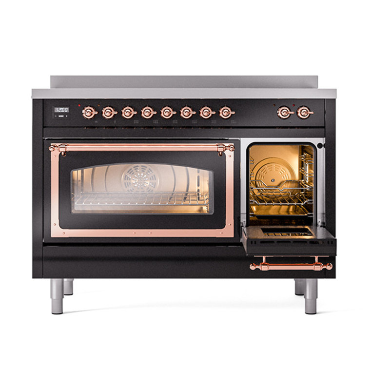 ILVE Nostalgie II Noblesse 48 in Induction Range, Glossy Black/Copper