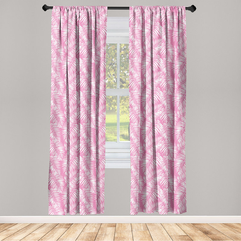 Semi Sheer Curtain Pair, Pink/White, 56" W x 63" L