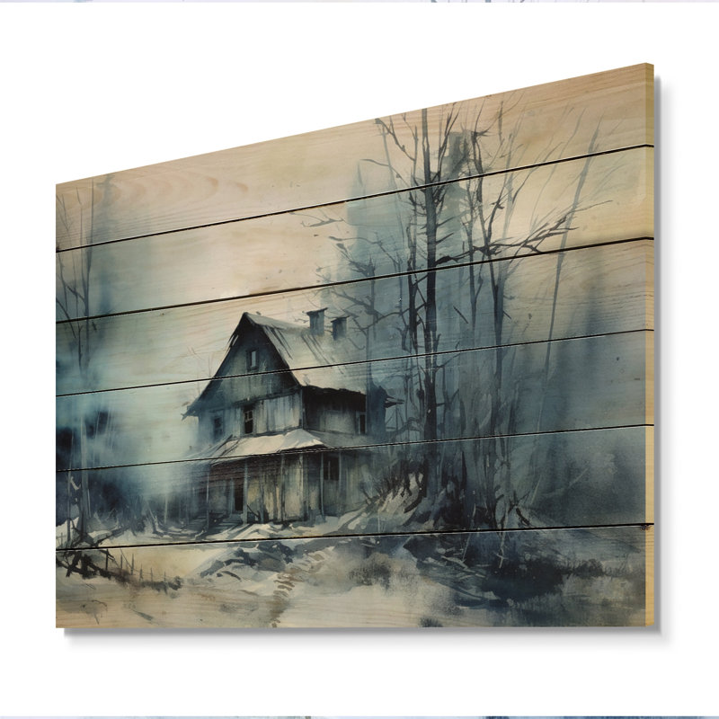 Hiver, neige, merveilles I sur bois, H 10 po x l 20 po x P 0,78 po