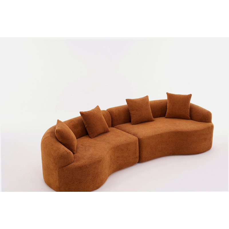 Canapé-lit modulaire incurvé Compression Orange, canapé-lit en chenille haute densité 30D pour appartement, salon, L 110 po