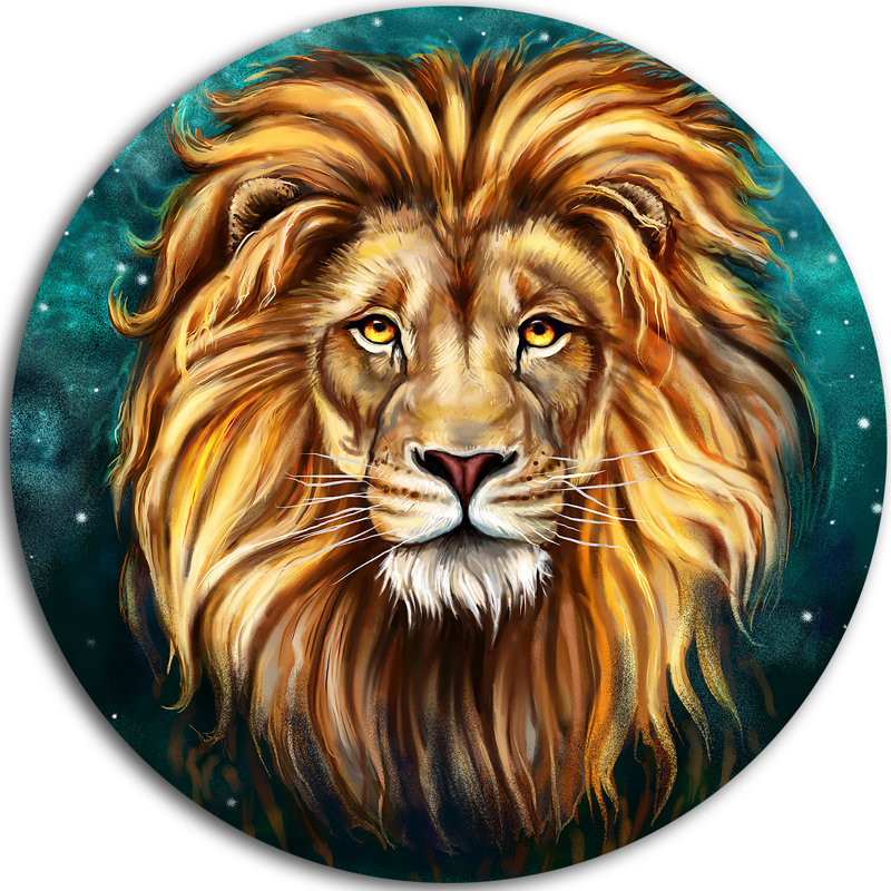 «Lion Head in Blue», impression sur métal, H 23 po x l 23 po x P 1 po