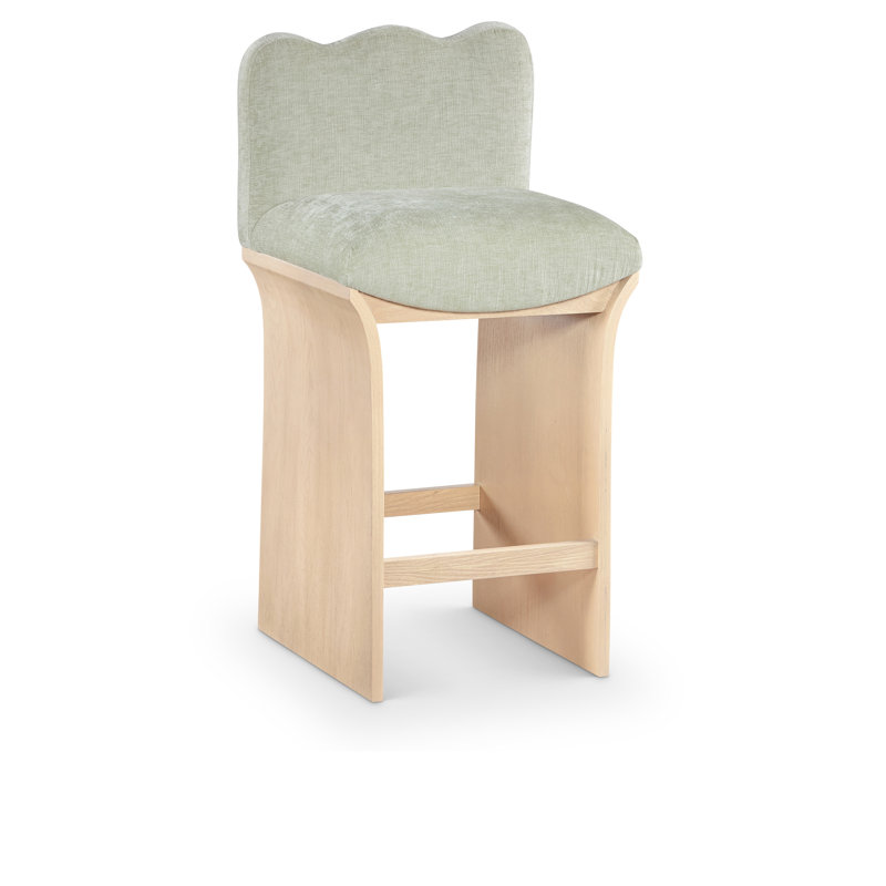 Tabouret de comptoir Shaw Cassady, Naturel, Tissu chenille menthe