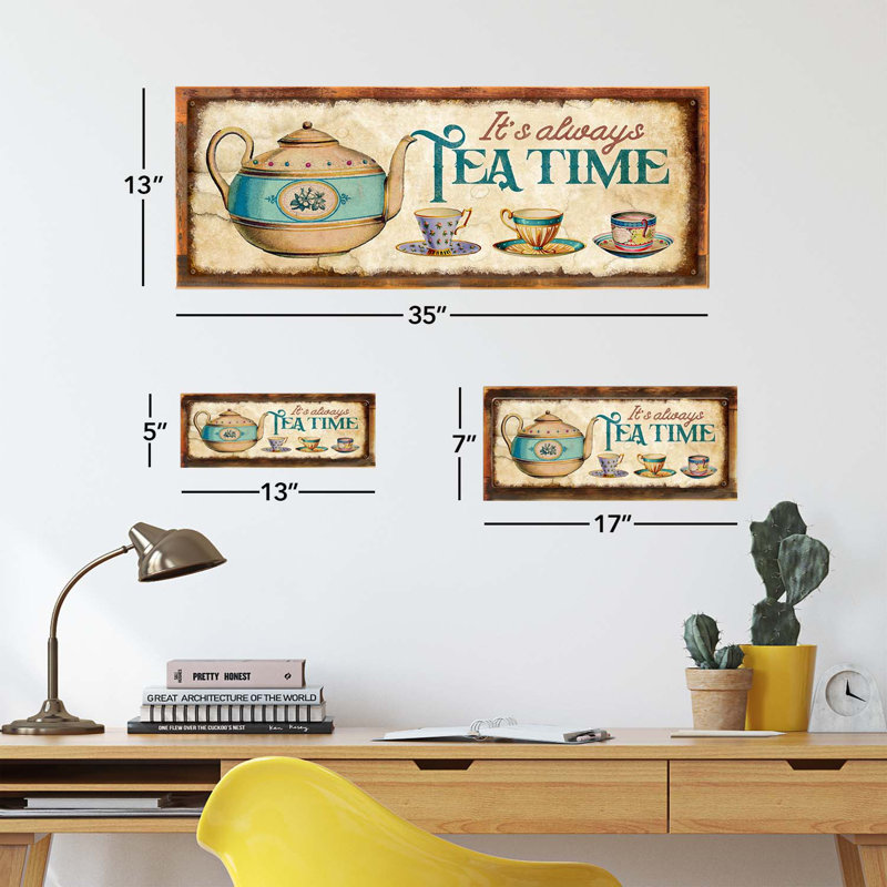 Encadré «It's Always Tea Time», H 5,3 po x l 13 po x P 0,75 po