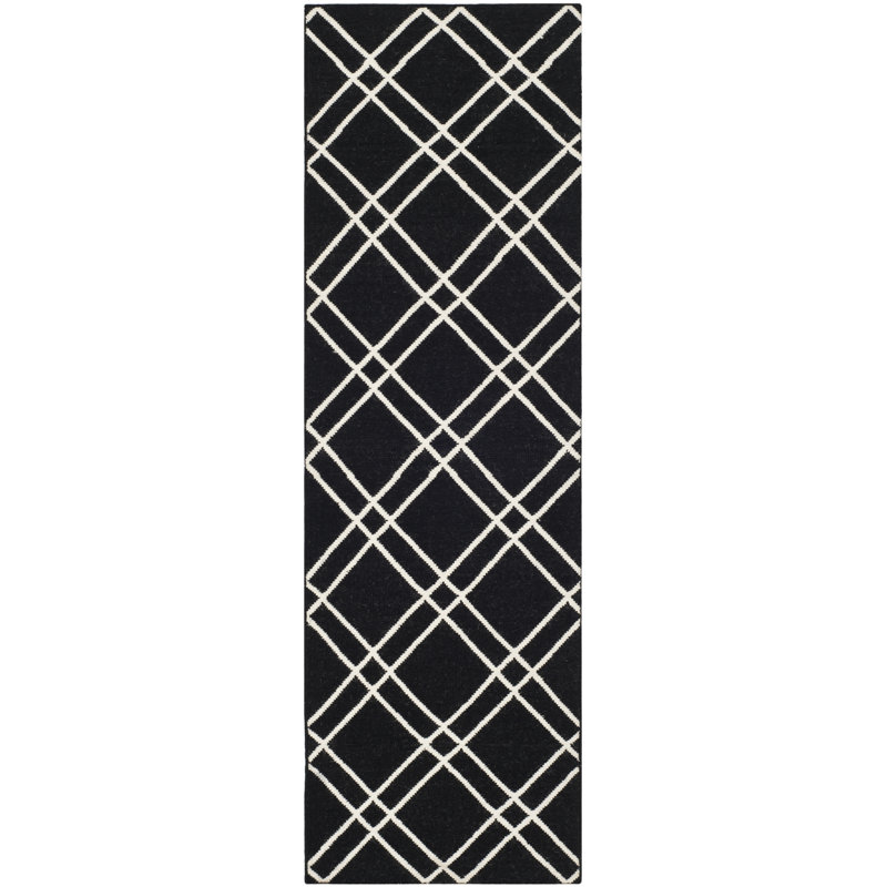 Tapis géométrique en laine et en coton tissé à la main et à plat Rodgers, Tapis de couloir 2 pi 6 po x 8 pi