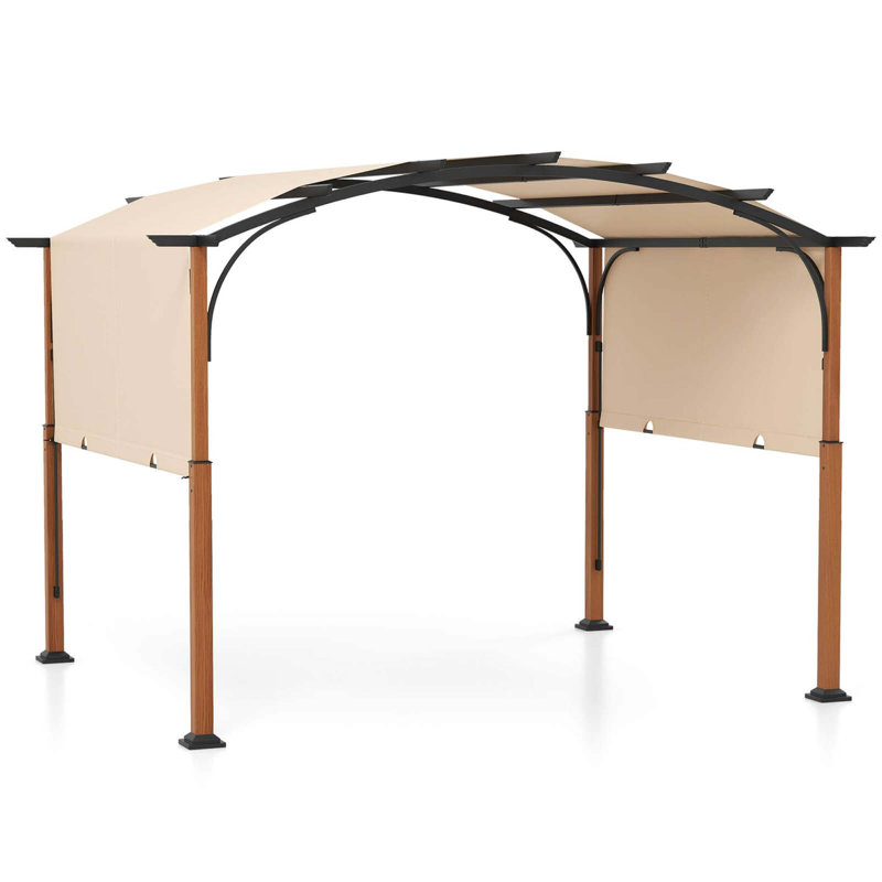 Pergola d'extérieur avec poteaux rétractables 10 x 12 pi Costway, Beige