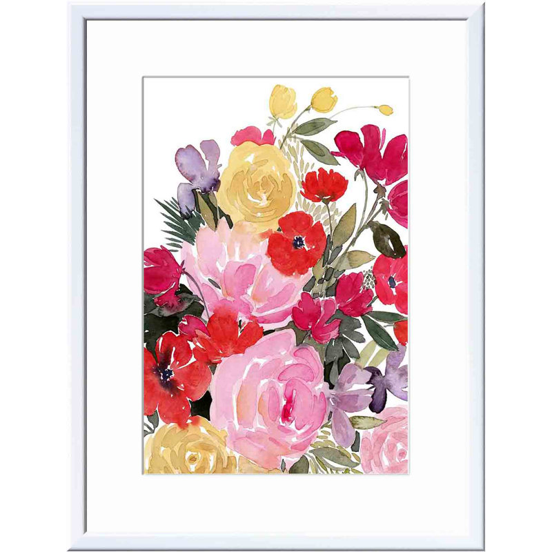«Rainy Day Bouquet I» par Grace Popp - peinture encadrée, H 18 po x l 12 po, Espresso