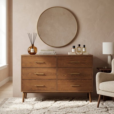 Nevio 47"W Wood 6-Drawer Dresser