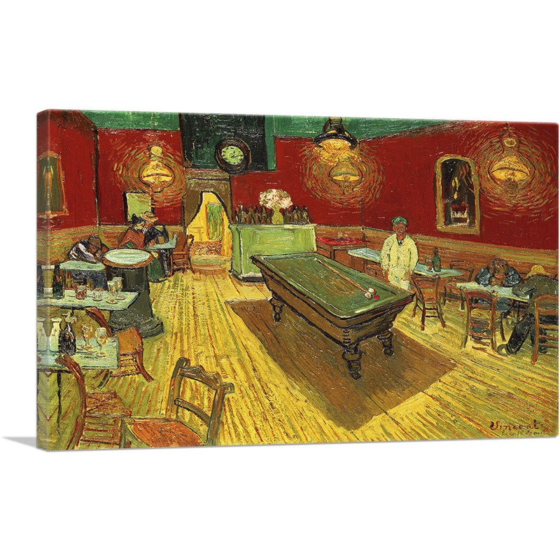 " The Night Cafe 1888 " by Vincent Van Gogh Painting Print, 12" H x 18" W x 1.5" D