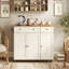 Îlot de cuisine de 42,1 po de largeur avec armoire de rangement, tiroir, tablette réglable et barre à serviettes-129513814-129513816