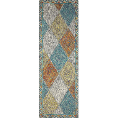 Tapis bleu en laine crocheté à la main Morecambe