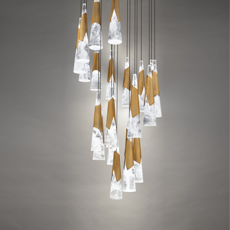Kilt LED Multi-Light Pendant, Laiton vieilli, H 16 po x l 26 po x P 26 po, 21