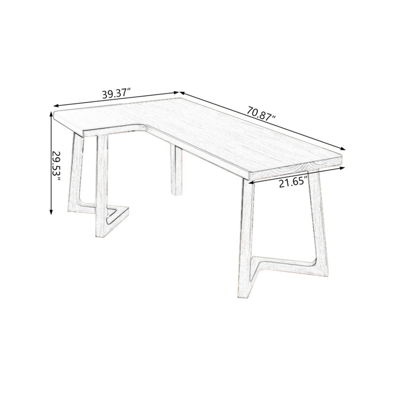 70.87+39.37" Nut-brown Rectangular Solid Wood desks