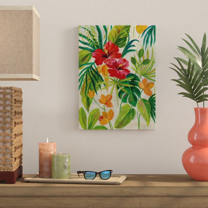 « tropical bijoux ii v2 », reproduction sur toile tendue, H 19 po x l 14 po