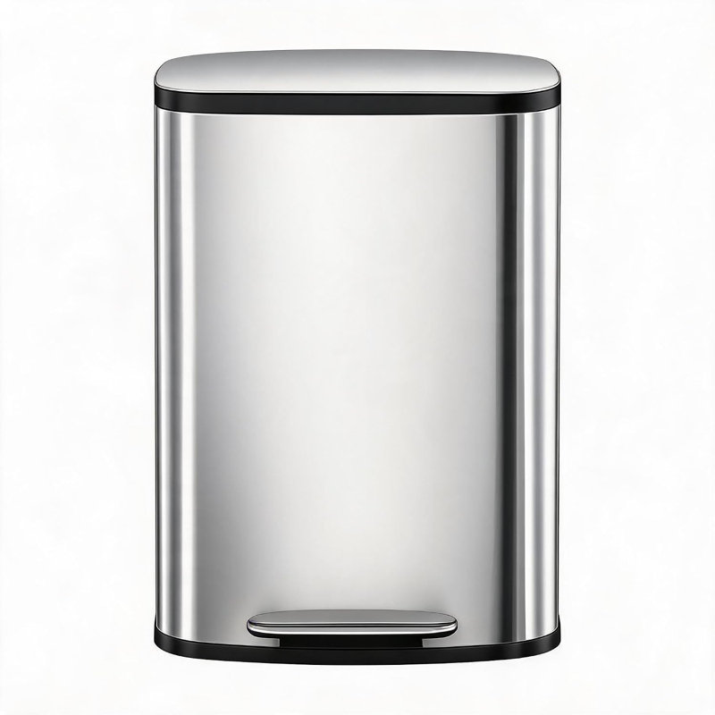 13 Gal Stainless Steel Kitchen Trash Can, Soft-Close Lid