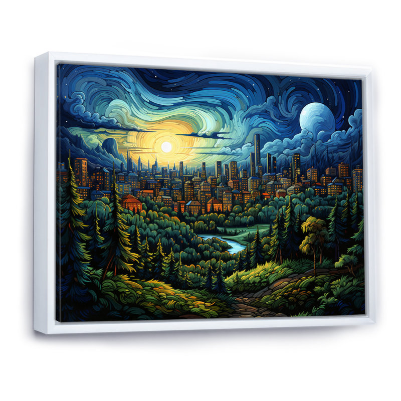 " Masterpiece Toronto The Starry II " Mixed Media Print, 24" H x 32" W x 1" D, White Floater Framed
