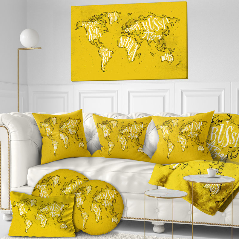 Carte du monde-impression d’art graphique, Toile tendue, H 16 po x l 32 po x p 1 po
