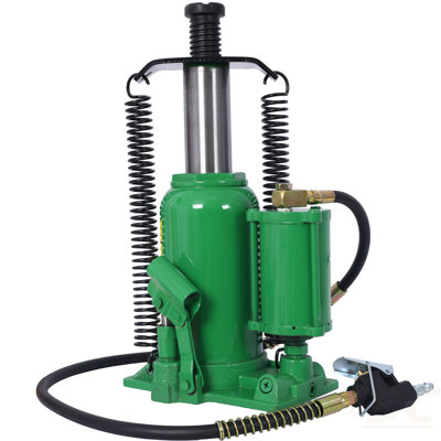 Air Hydraulic Bottle Jack, 20 Ton/44029 LBS All Welded Bottle Jack, 10.2-19.7 Inch Lifting Range, Manual Handle And Air Pump, For Car, Pickup, Truck, RV, Auto Repair, Industrial Engineering,Green