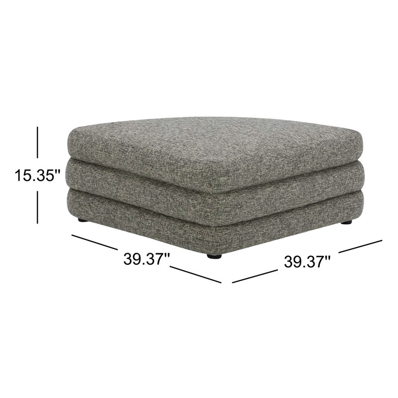 Donia Upholstered Accent Stool, Stone Tweed