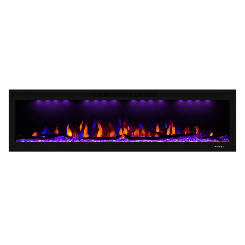 Nazaret WiFi Smart Recessed Wall Mounted Electric Fireplace Insert with Remote, Overheating Protection, Logset and Crystal, Touch Screen, 1500W/750W
