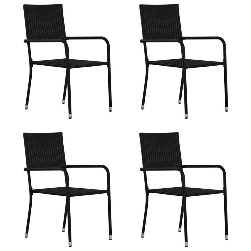 Rectangular 4 - Person 55.12" Long Dining Set, Black
