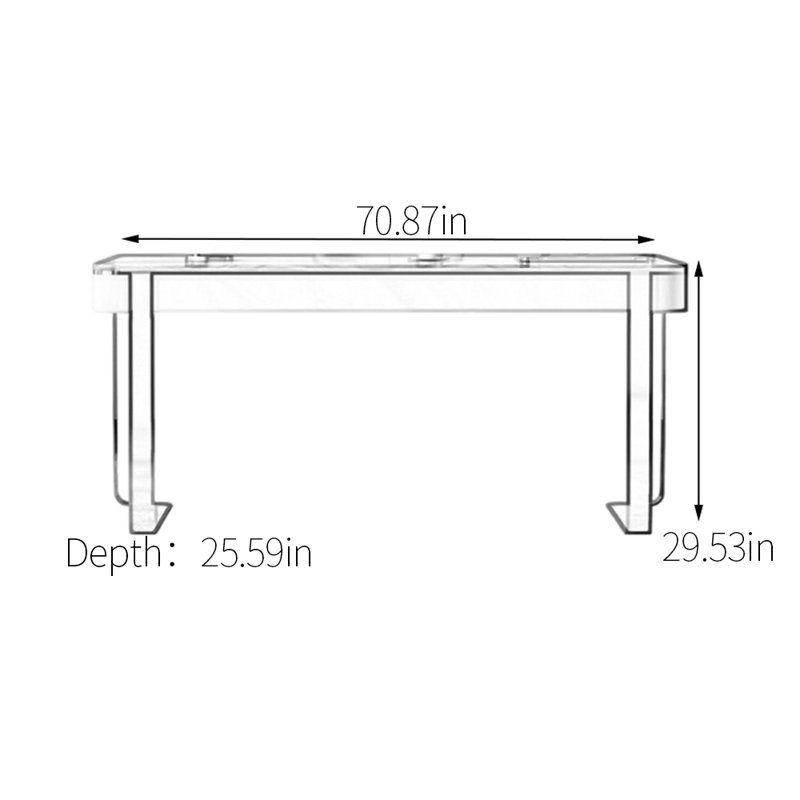 Sturdy Stainless Steel Base Desk, 29.53" H x 70.87" W x 25.59" D