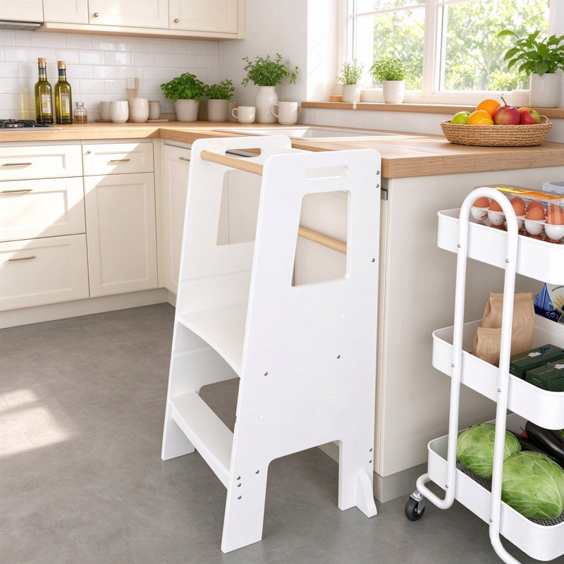 Tour d'apprentissage pour tout-petits, marchepied pour enfants avec rampes de sécurité, tour d'observation Montessori pour le comptoir de la cuisine, tabouret d'aide à la toilette, à la cuisine et à l'apprentissage, à hauteur réglable.